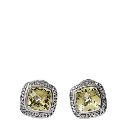 David Yurman Sterling Silver Diamond Lemon Quartz 11mm Albion Earrings 1 of 4