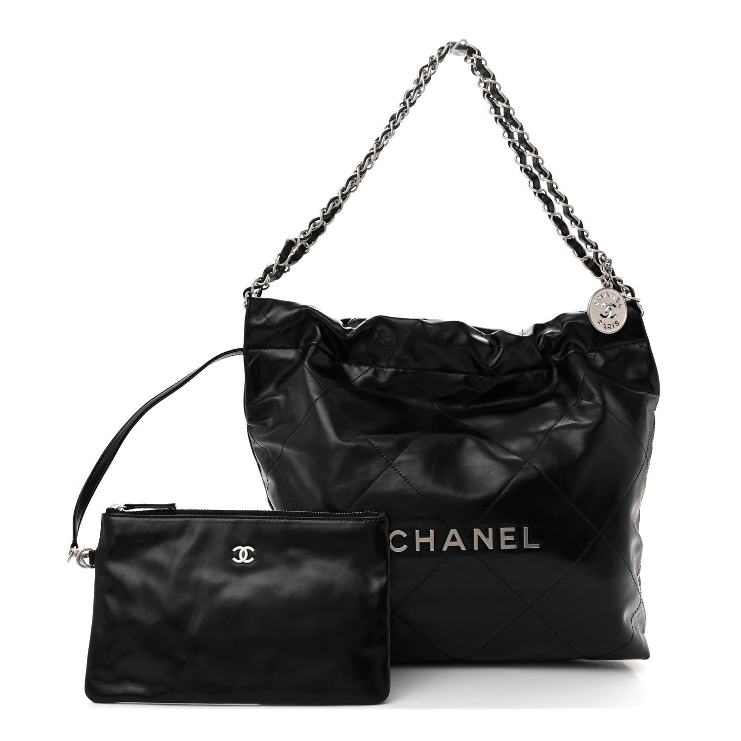 Chanel Shiny Calfskin Quilted Small Chanel 22 Black 3 of 12