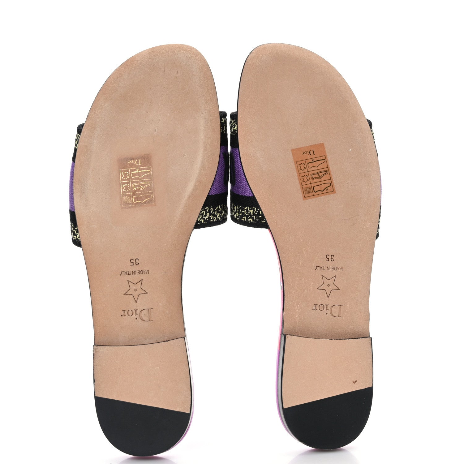 Christian Dior Canvas D-Flower Pop Embroidered Dway Flat Slide Sandals 35 Pink Purple Multicolor 5 of 8