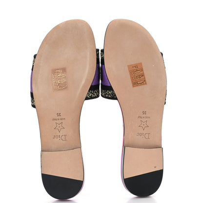 Christian Dior Canvas D-Flower Pop Embroidered Dway Flat Slide Sandals 35 Pink Purple Multicolor 5 of 8