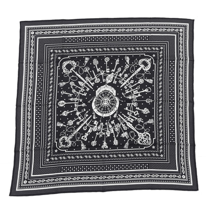 Hermes Cashmere Silk Les Cles Bandana Shawl 140 Black White 1 of 4