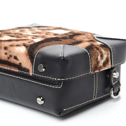MCM Calfskin Calf Hair Leopard Soft Berlin Crossbody Black 7 of 9