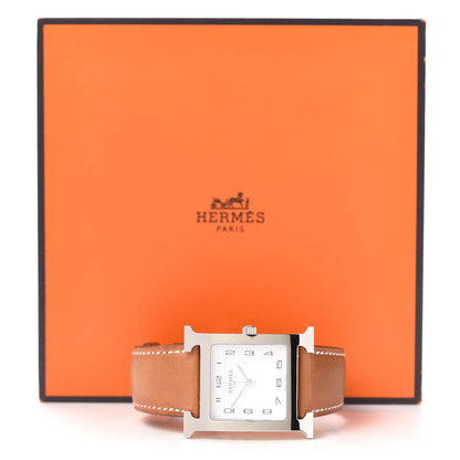 Hermes Stainless Steel Barenia 30.5mm Heure H Hour Quartz Watch Fauve 5 of 5