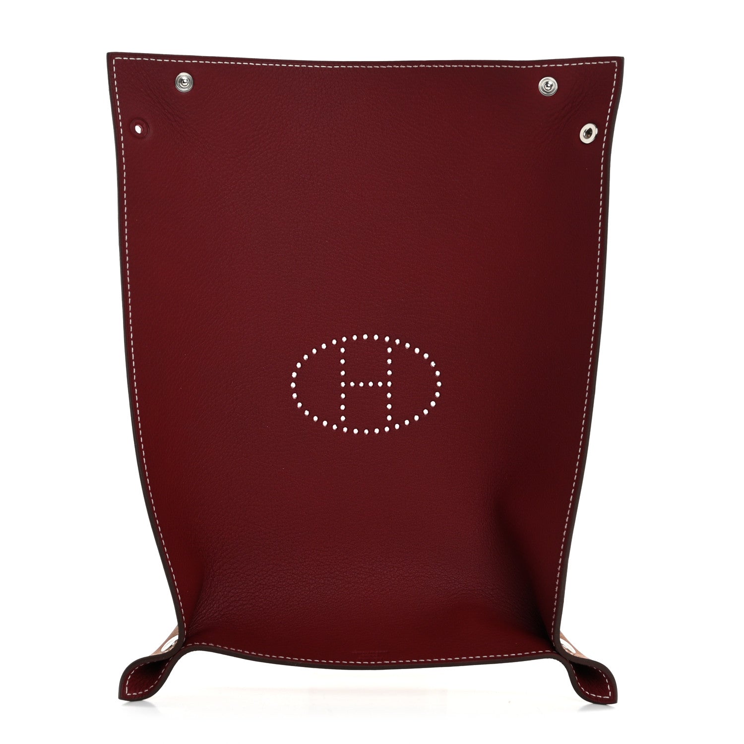 Hermes Taurillon Clemence Mises et Relances Change Tray Rouge H Fauve 1 of 9