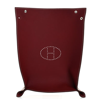 Hermes Taurillon Clemence Mises et Relances Change Tray Rouge H Fauve 1 of 9
