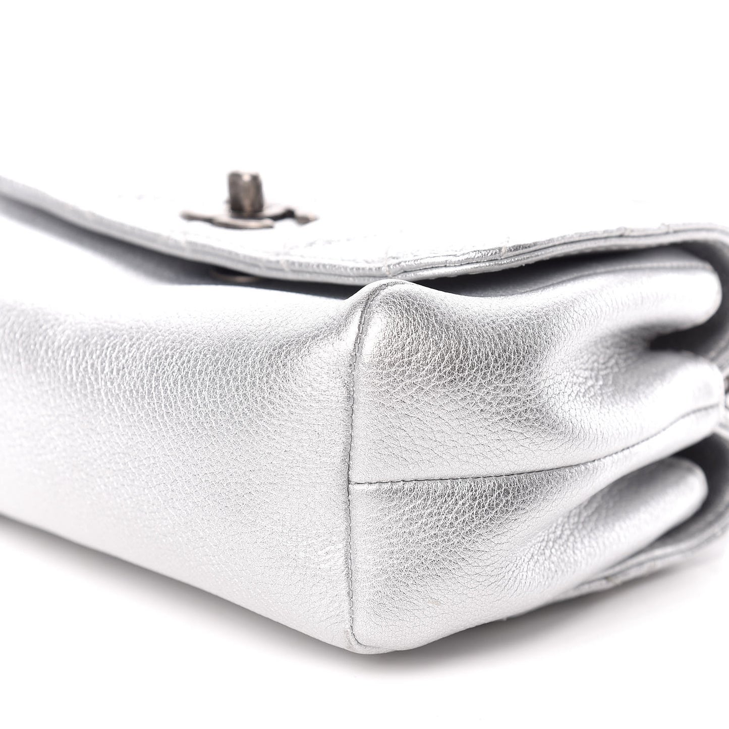 Metallic Calfskin Quilted Small Pilot Essentials Flap Silver