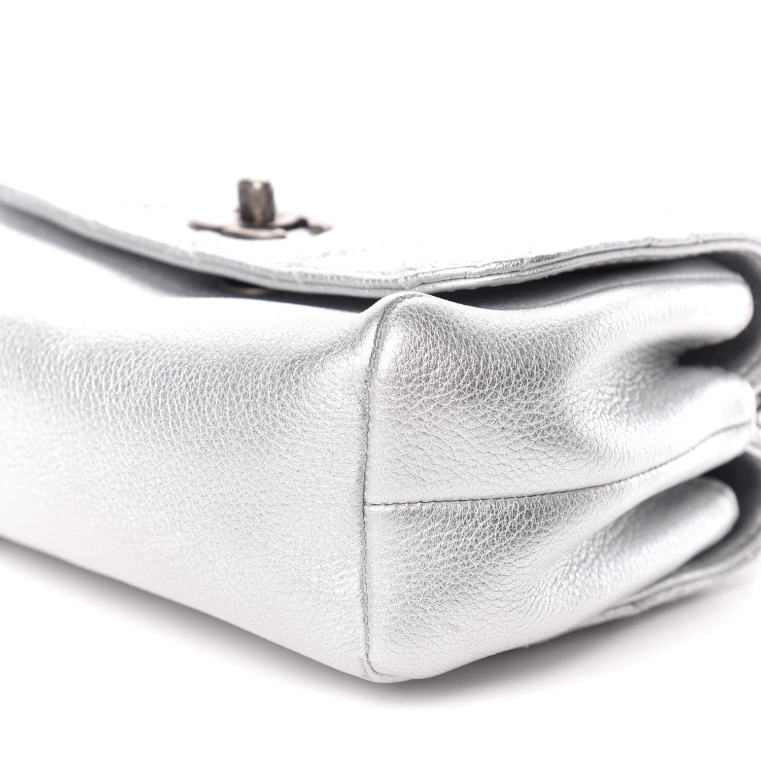 Chanel Metallic Calfskin Quilted Small Pilot Essentials Flap Silver 6 of 10