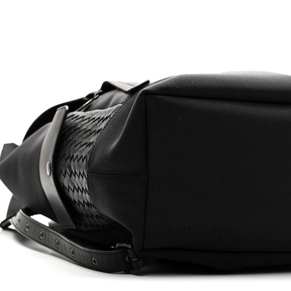 Bottega Veneta Canvas Calfskin Intrecciato Sassolungo Backpack Black 8 of 9