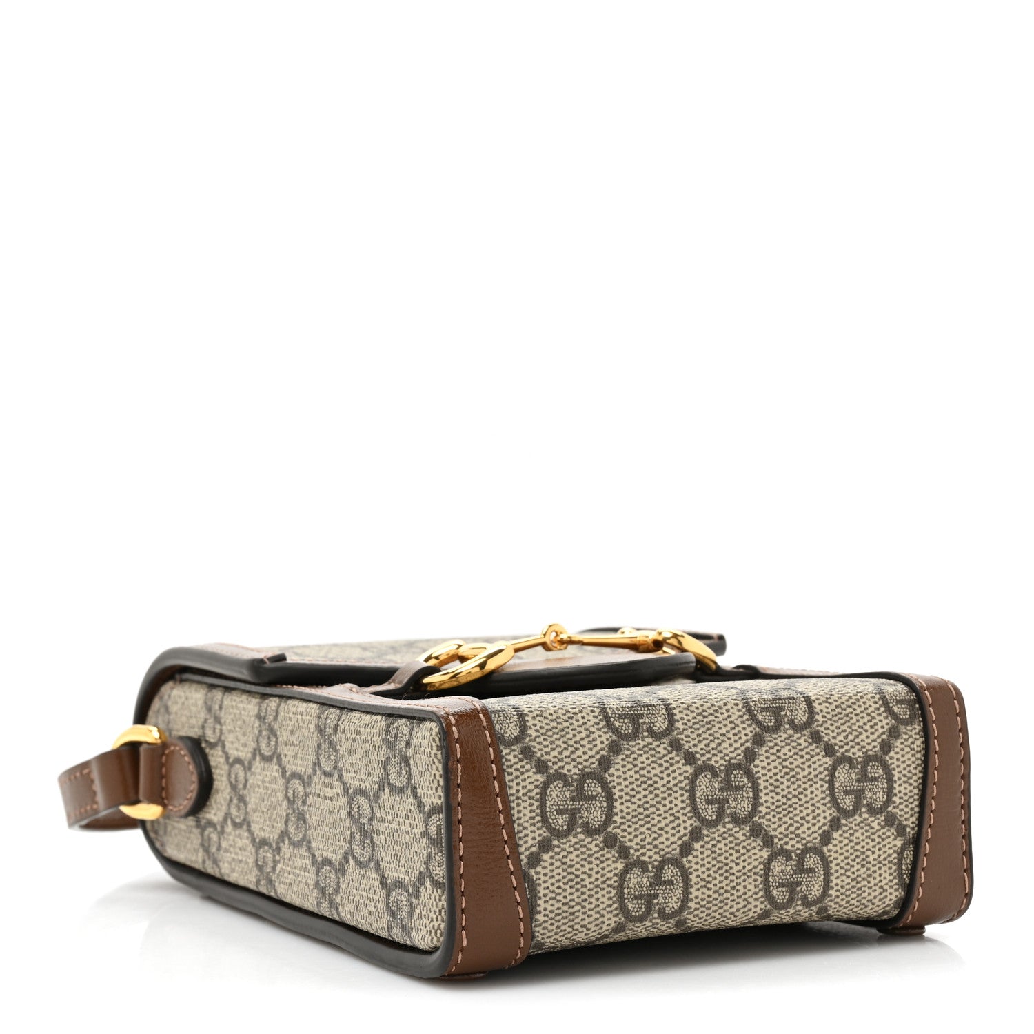 Gucci GG Supreme Monogram Mini Horsebit 1955 Crossbody Bag Beige Brown Sugar 4 of 9