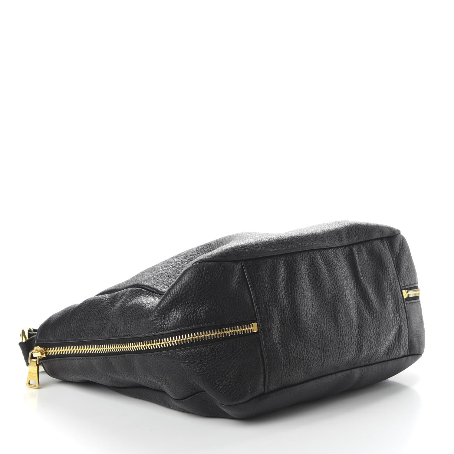 Prada Vitello Daino Side Zip Pocket Hobo Black 4 of 10