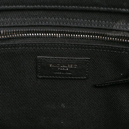 Saint Laurent Linen Calfskin Rive Gauche Tote Black 6 of 13