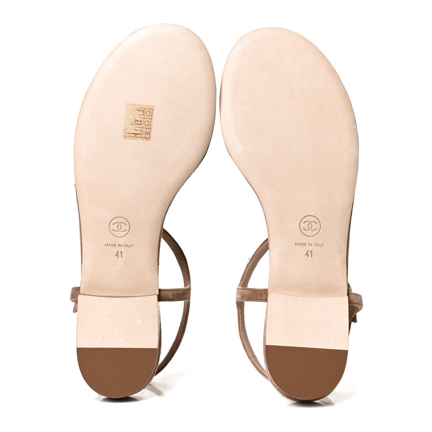 Chanel Suede Calfskin Chain Thong Sandals 41 Beige 7 of 10