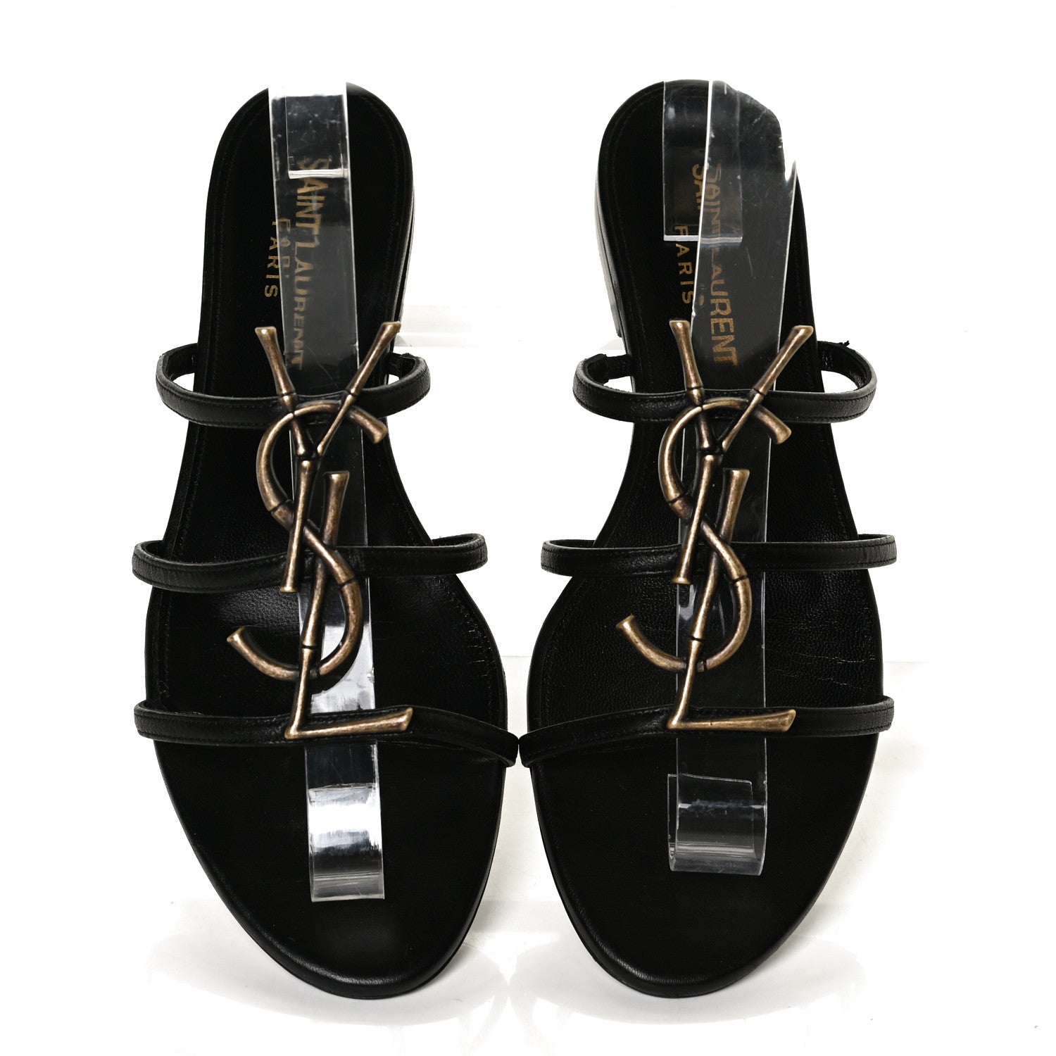 Saint Laurent Calfskin Monogram Sandals 36 Black 5 of 11