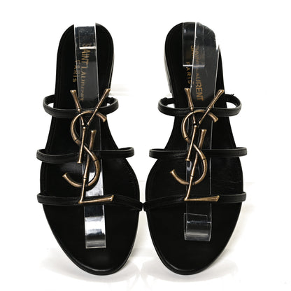 Saint Laurent Calfskin Monogram Sandals 36 Black 5 of 11