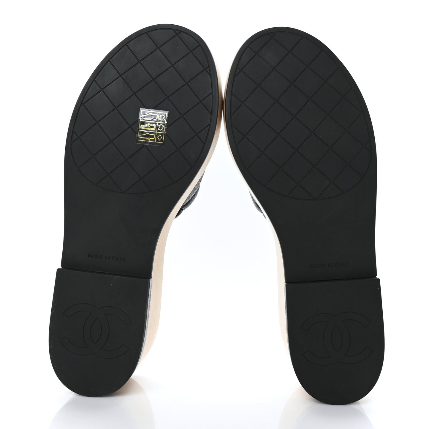 Lambskin Quilted CC Slip On Platform Sandals 41 Black