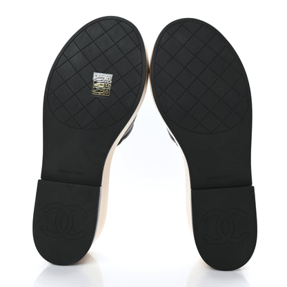 Chanel Lambskin Quilted CC Slip On Platform Sandals 41 Black 5 of 8