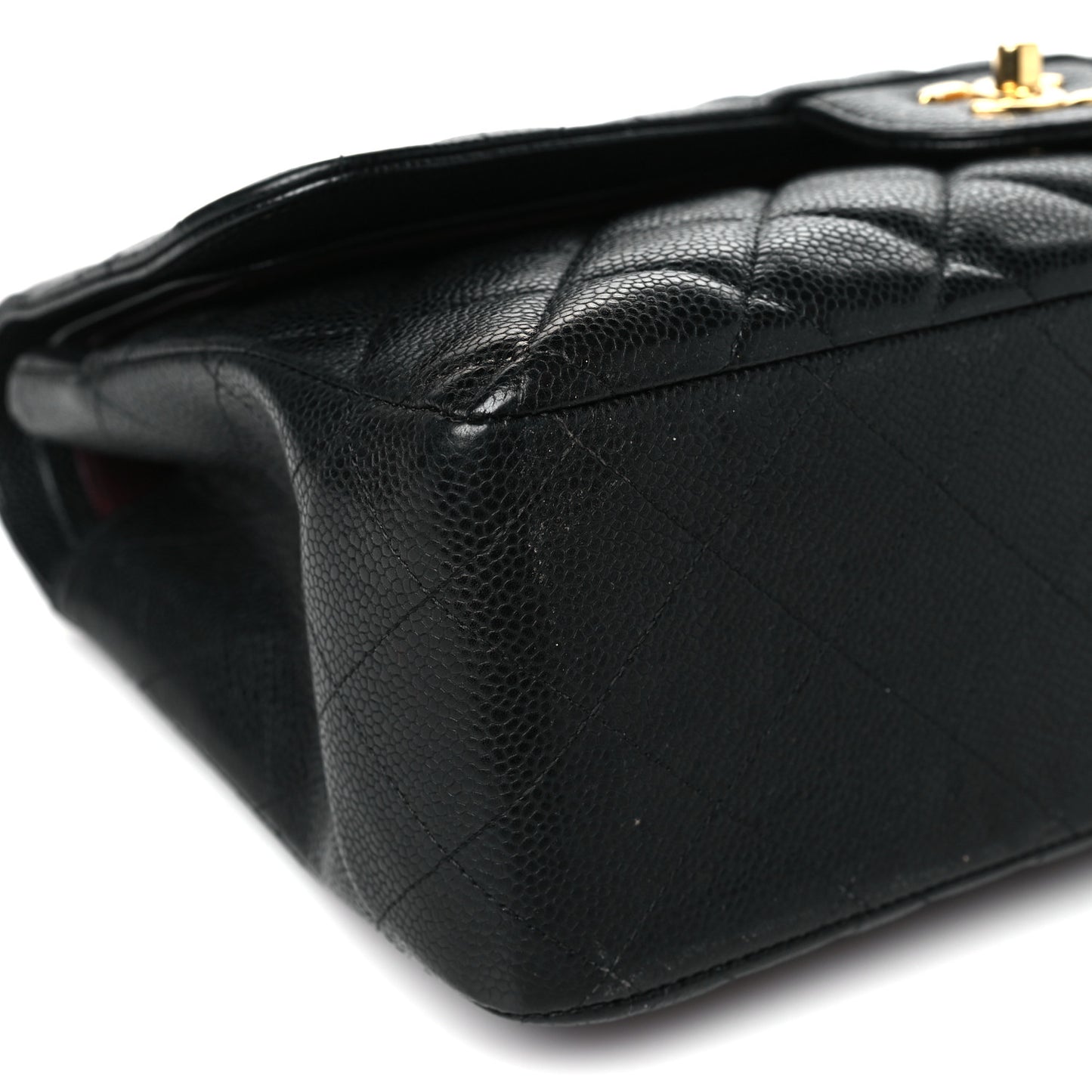 Caviar Quilted Jumbo Double Flap Black