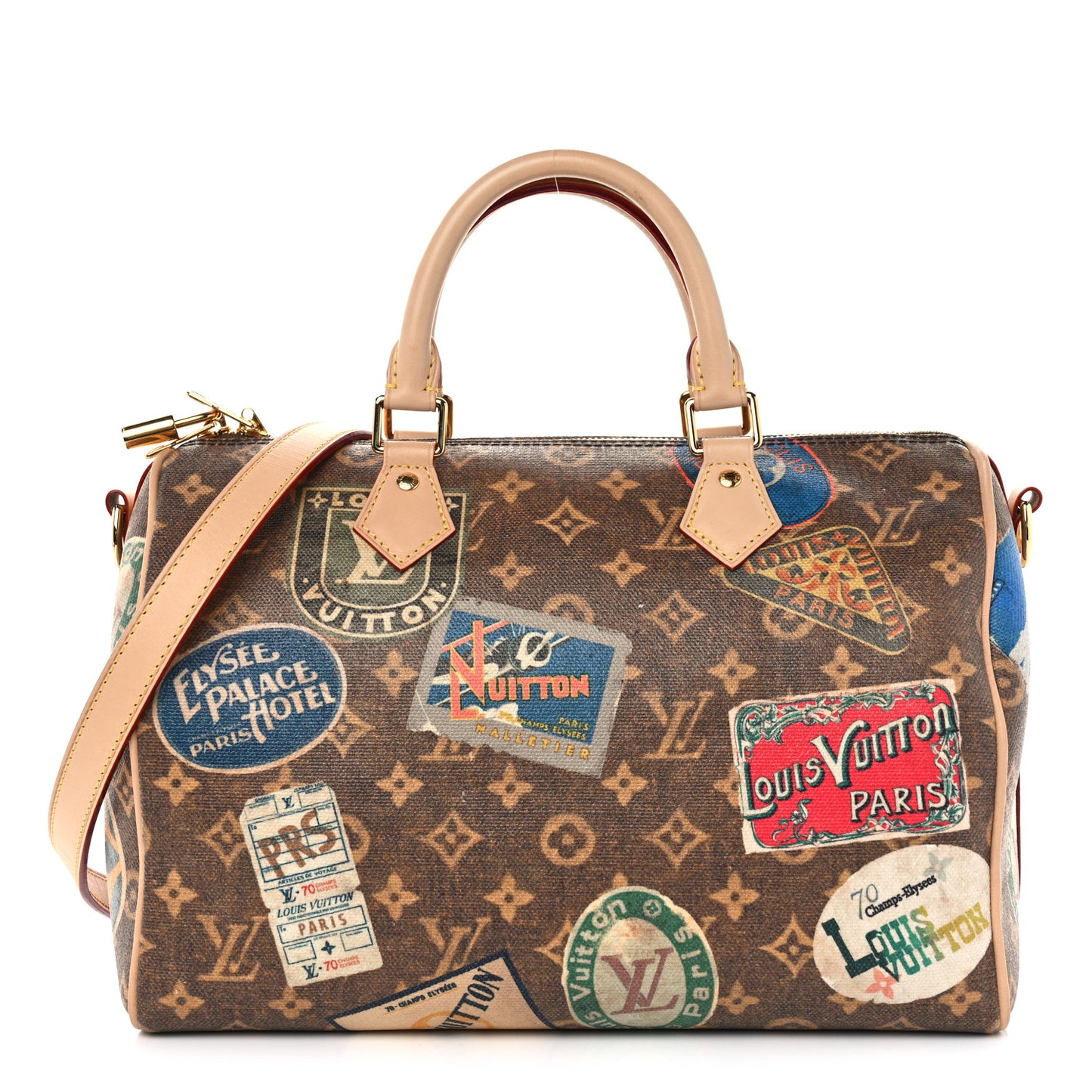 Monogram Hotel Labels Speedy Bandouliere 30