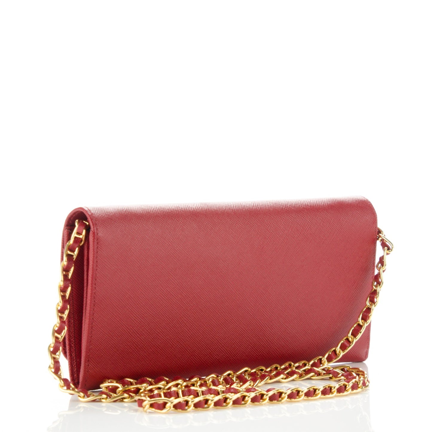 Saffiano Metal Oro Chain Wallet Fuoco