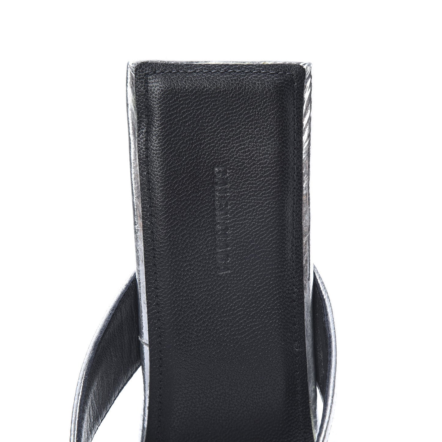 Calfskin Double Square Flat 60mm Sandals 39 Silver Black