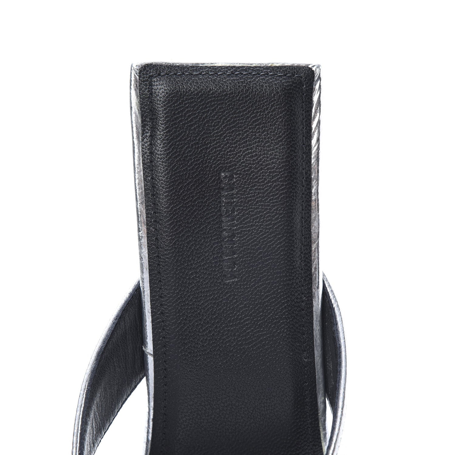 Balenciaga Calfskin Double Square Flat 60mm Sandals 39 Silver Black 7 of 9