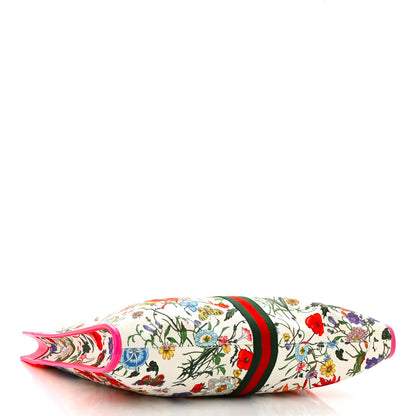 Gucci Canvas Flora Large Rajah Chain Tote White Multicolor Fuxia Fluo 5 of 14