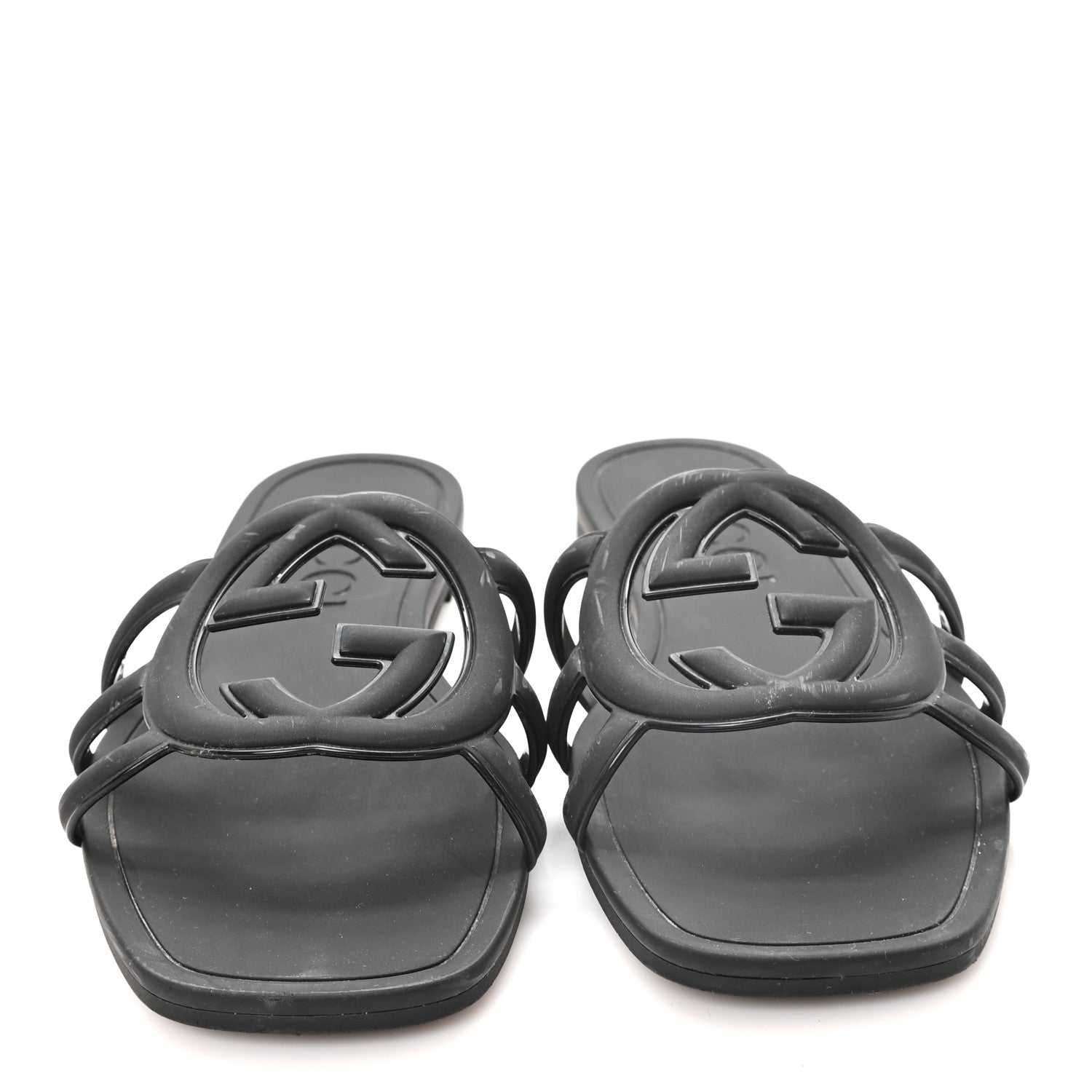 グッチ　GUCCI レディースサンダル　36 Gucci Rubber Womens Interlocking G Slide Sandals 36 Black 1912001