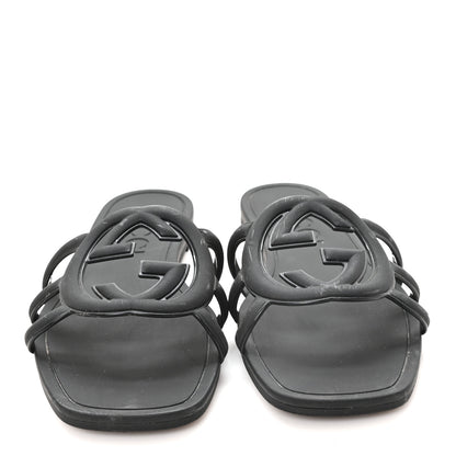 Gucci Rubber Womens Interlocking G Slide Sandals  36 Black 3 of 9