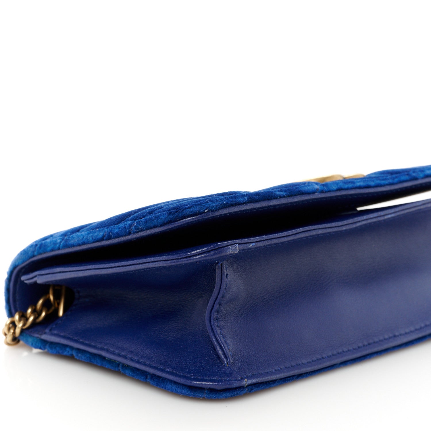 Gucci Velvet Matelasse GG Marmont Mini Bag Cobalt Blue 8 of 9