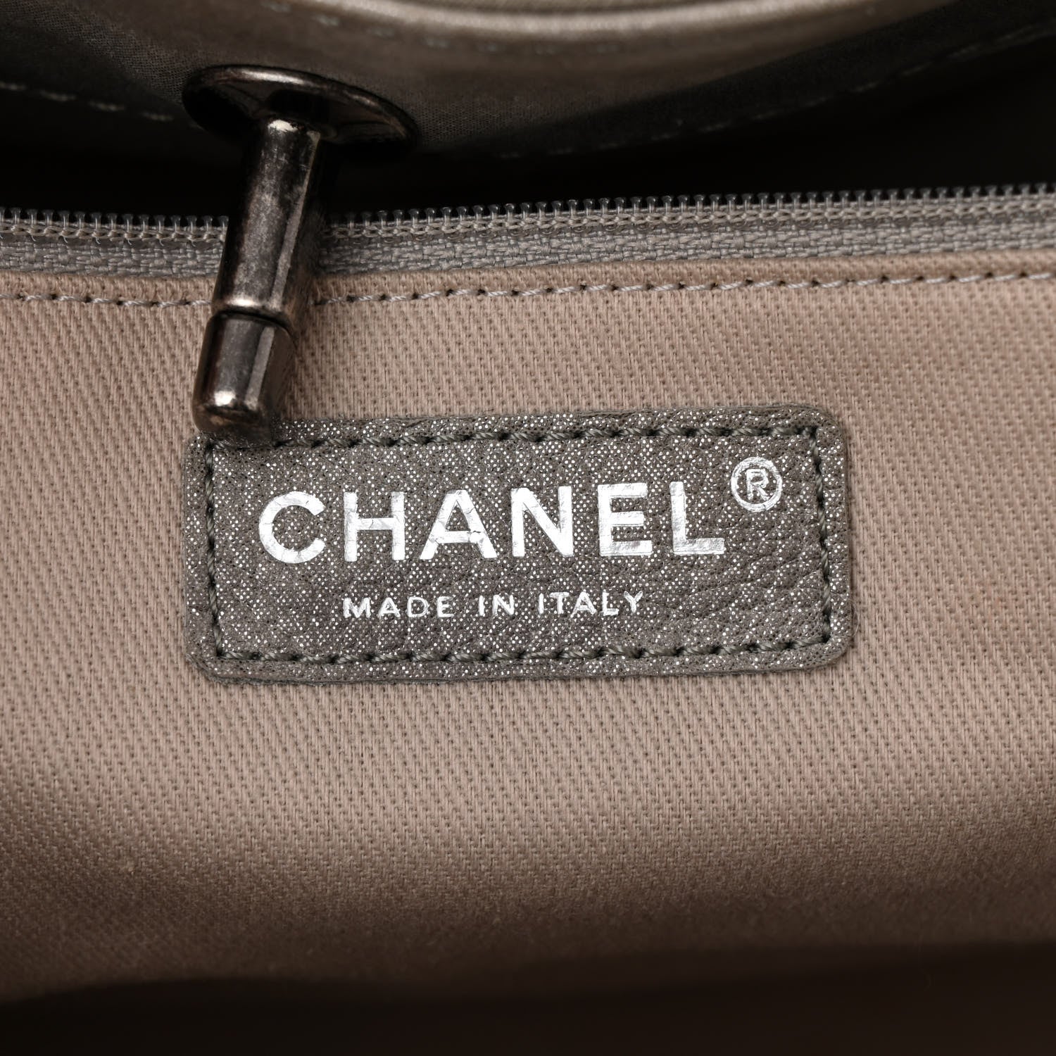 Chanel Metallic Calfskin Quilted Small Shopping In Chains Tote Silver 6 of 10