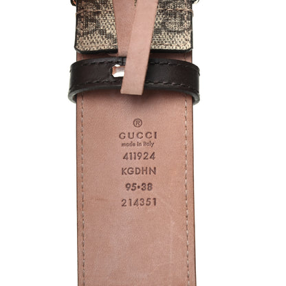 Gucci GG Supreme Monogram Selleria Calfskin Interlocking G 40mm Belt 95 38 Beige Ebony Cocoa 3 of 3