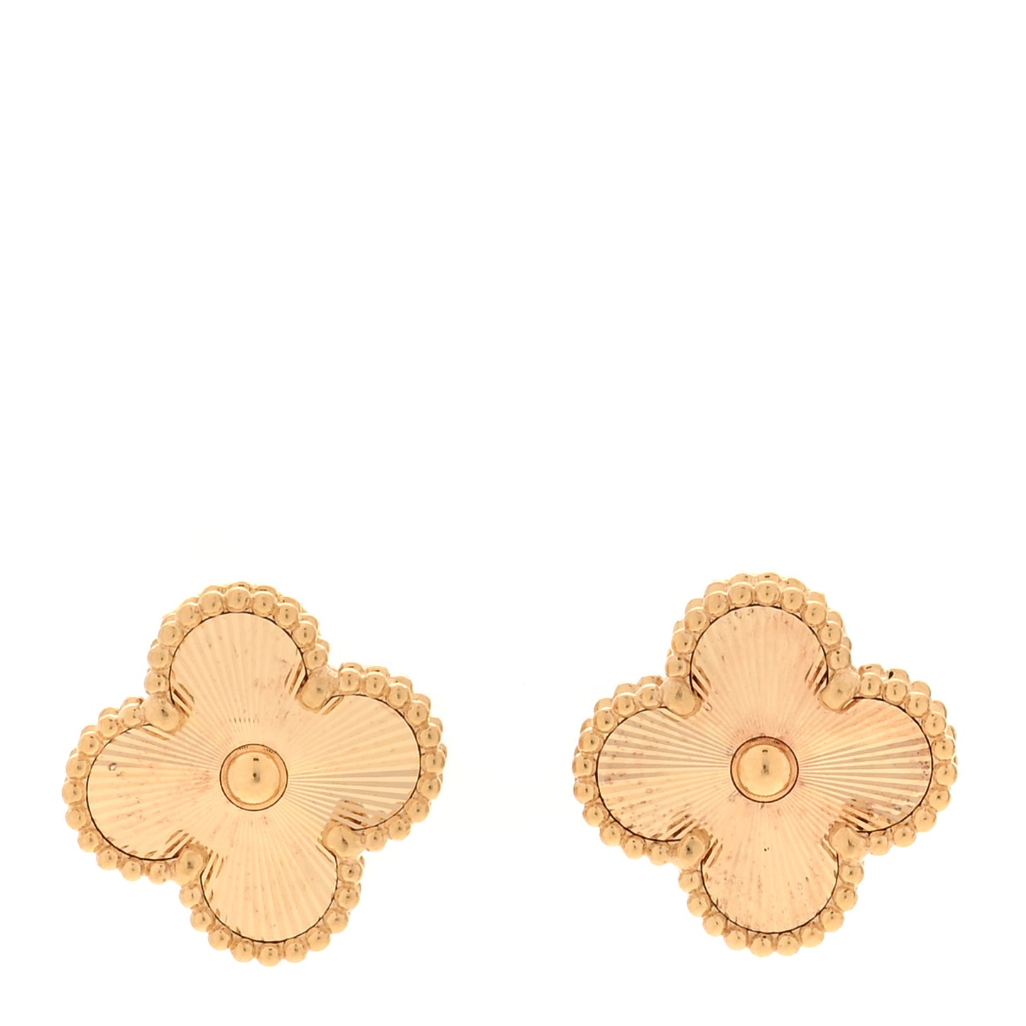 18K Yellow Gold Guilloche Vintage Alhambra Earrings