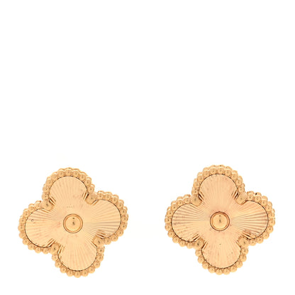 Van Cleef & Arpels 18K Yellow Gold Guilloche Vintage Alhambra Earrings 1 of 6