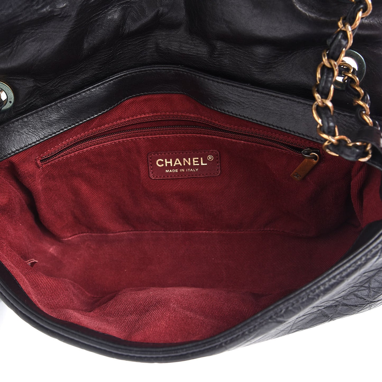 Aged Calfskin Quilted Medium Pondichery Flap Black
