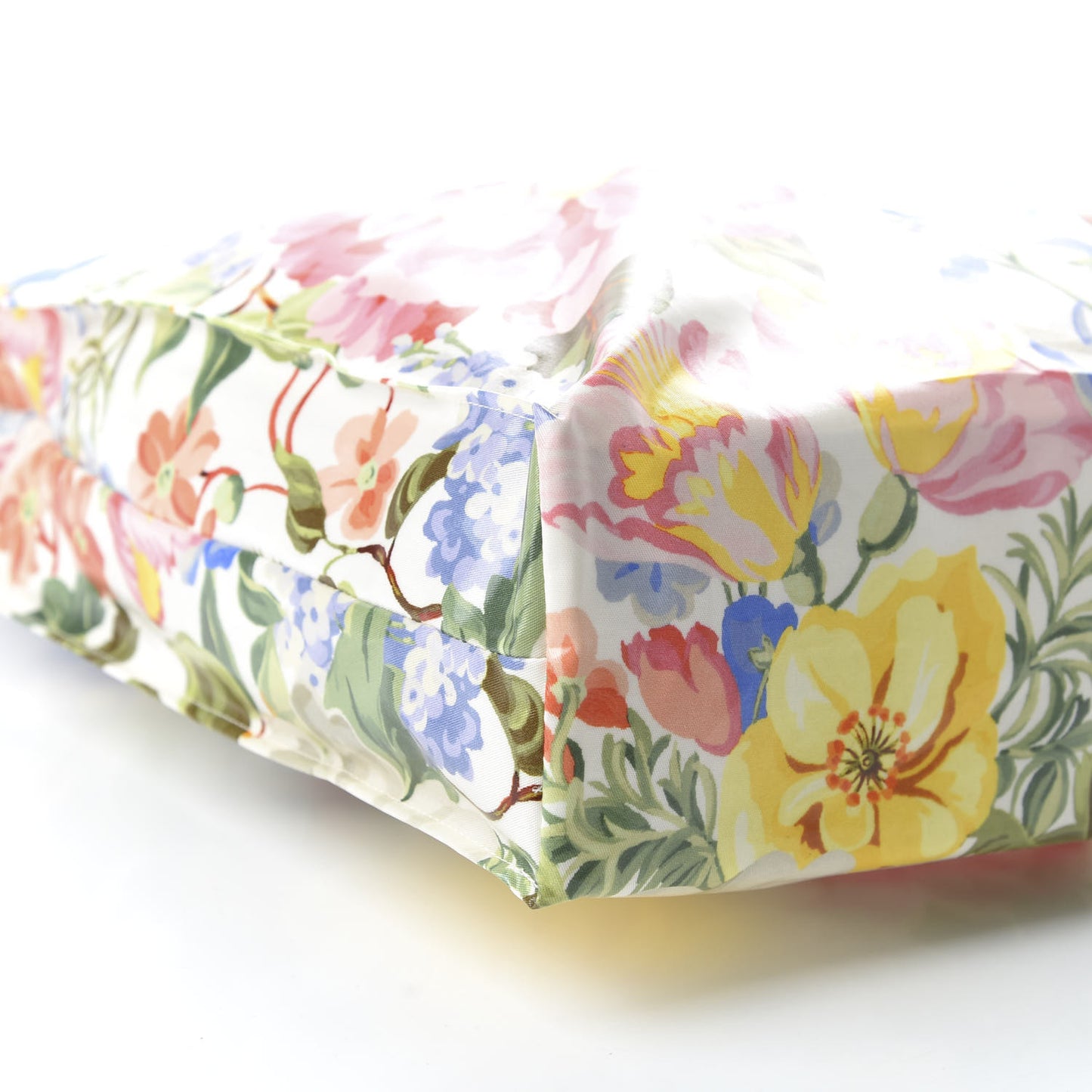 Patent Canvas Frame Logo Floral Print Vertical Tote Multicolor