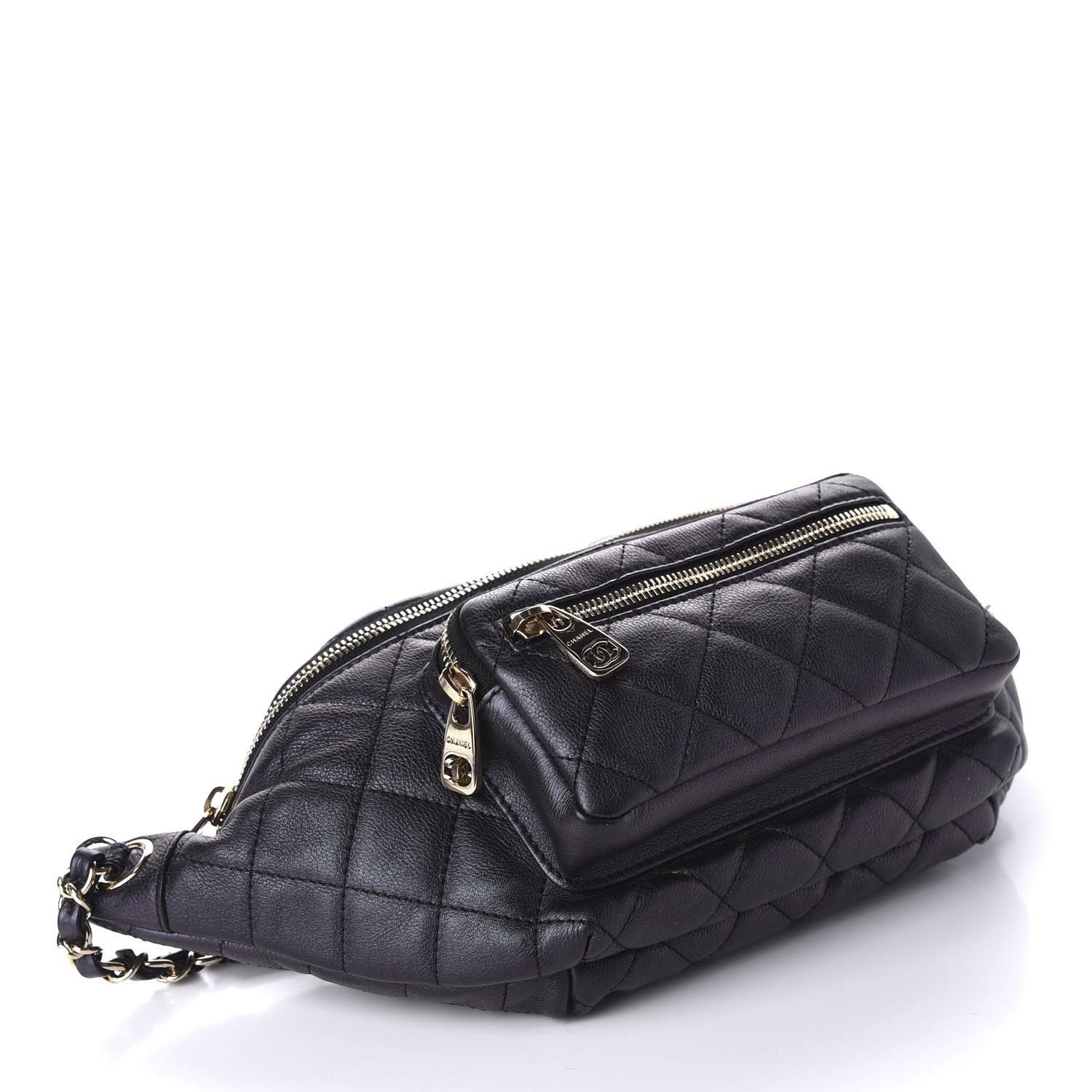 Chanel Iridescent Calfskin Quilted All About Waist Belt Bag Black 4 of 13