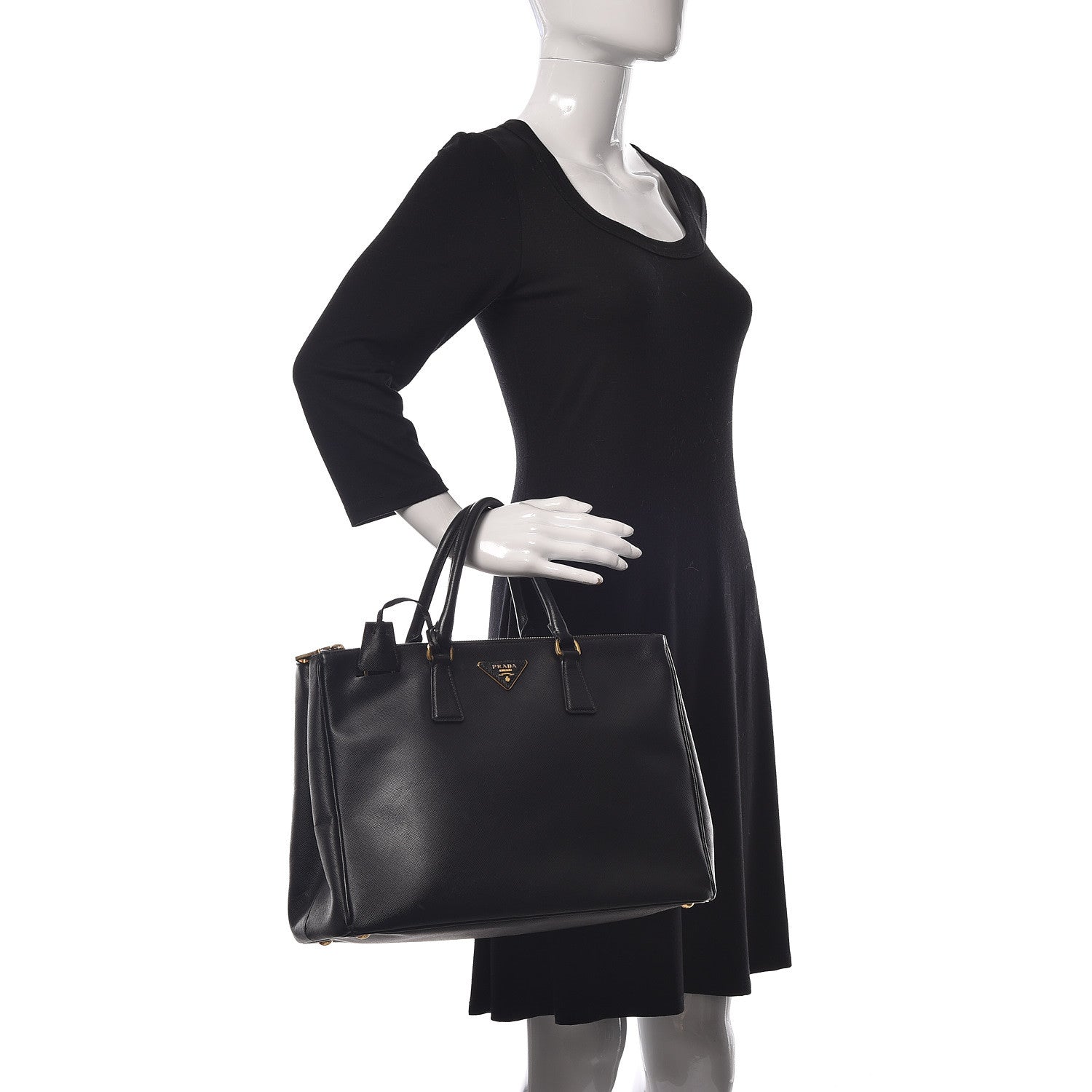 Prada Saffiano Large Galleria Double Zip Tote Black 2 of 10