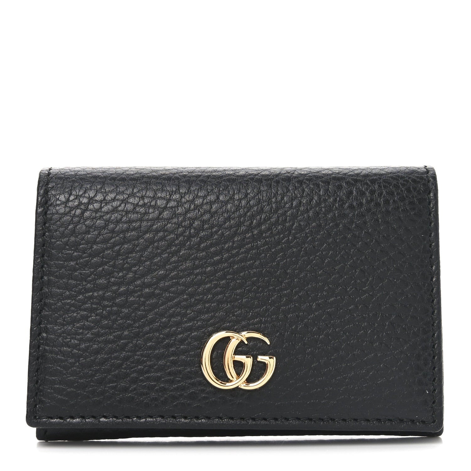 Gucci Pebbled Calfskin GG Marmont Card Case Black 1 of 8