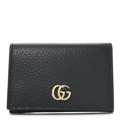 Gucci Pebbled Calfskin GG Marmont Card Case Black 1 of 8