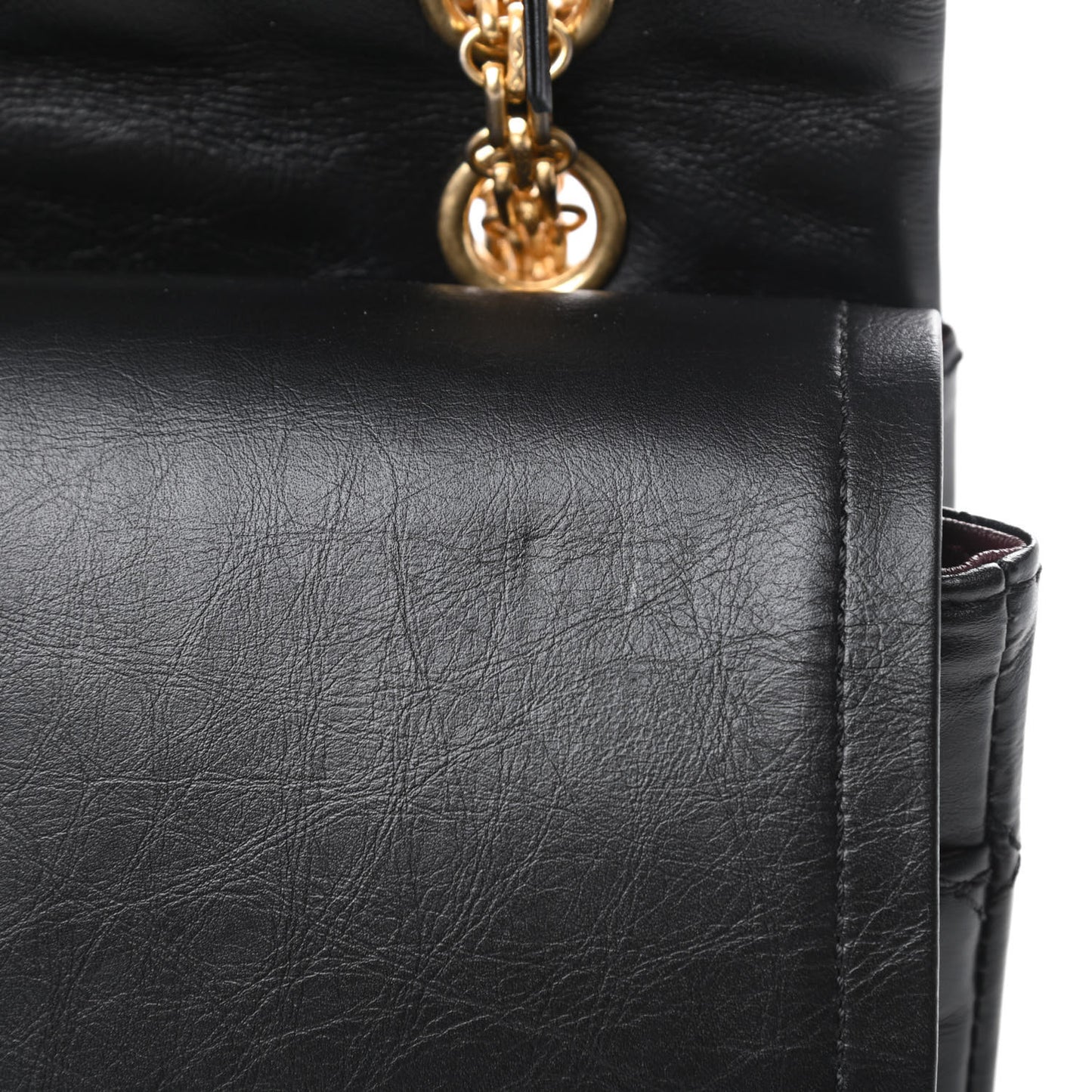 Aged Calfskin Quilted 2.55 Reissue 227 Flap Black