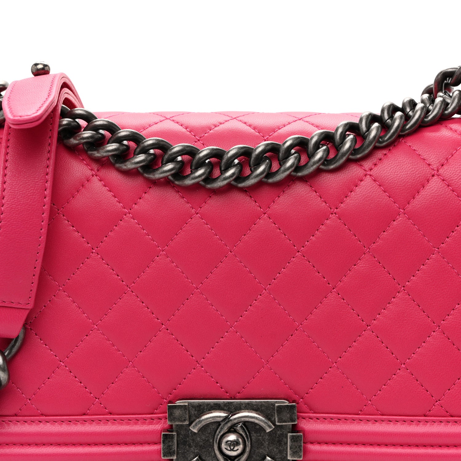 Chanel Lambskin Quilted Medium Boy Flap Dark Pink 8 of 11
