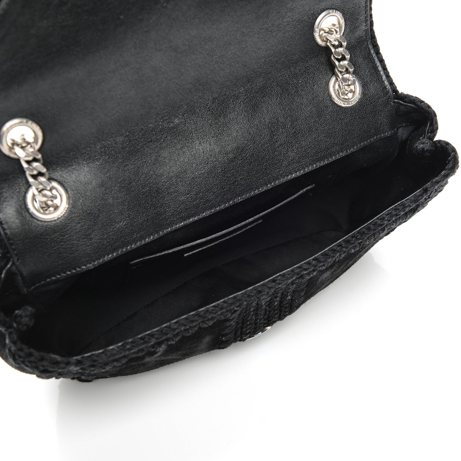 Saint Laurent Suede Macrame Medium College Monogram Satchel Black 5 of 7