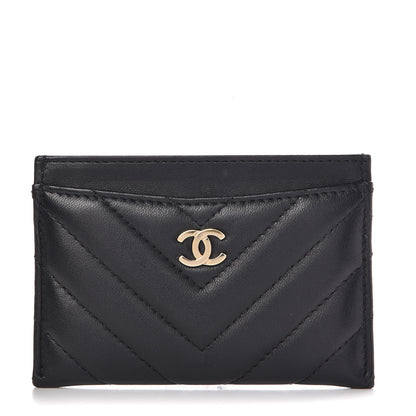Chanel Lambskin Chevron Quilted Card Holder Black 1 of 9