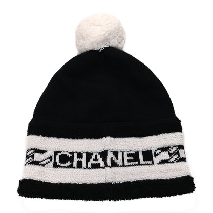 Chanel Cashmere CC Beanie Hat Ecru Black 3 of 5