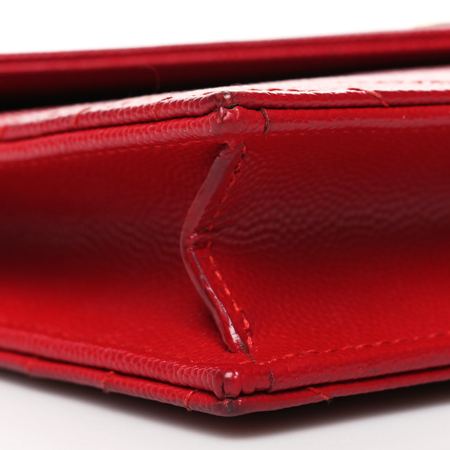 Grain De Poudre Matelasse Chevron Monogram Envelope Chain Wallet New Red