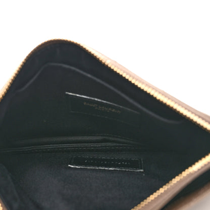 Saint Laurent Grain De Poudre Chevron Monogram Bill Pouch Dusty Grey 5 of 8