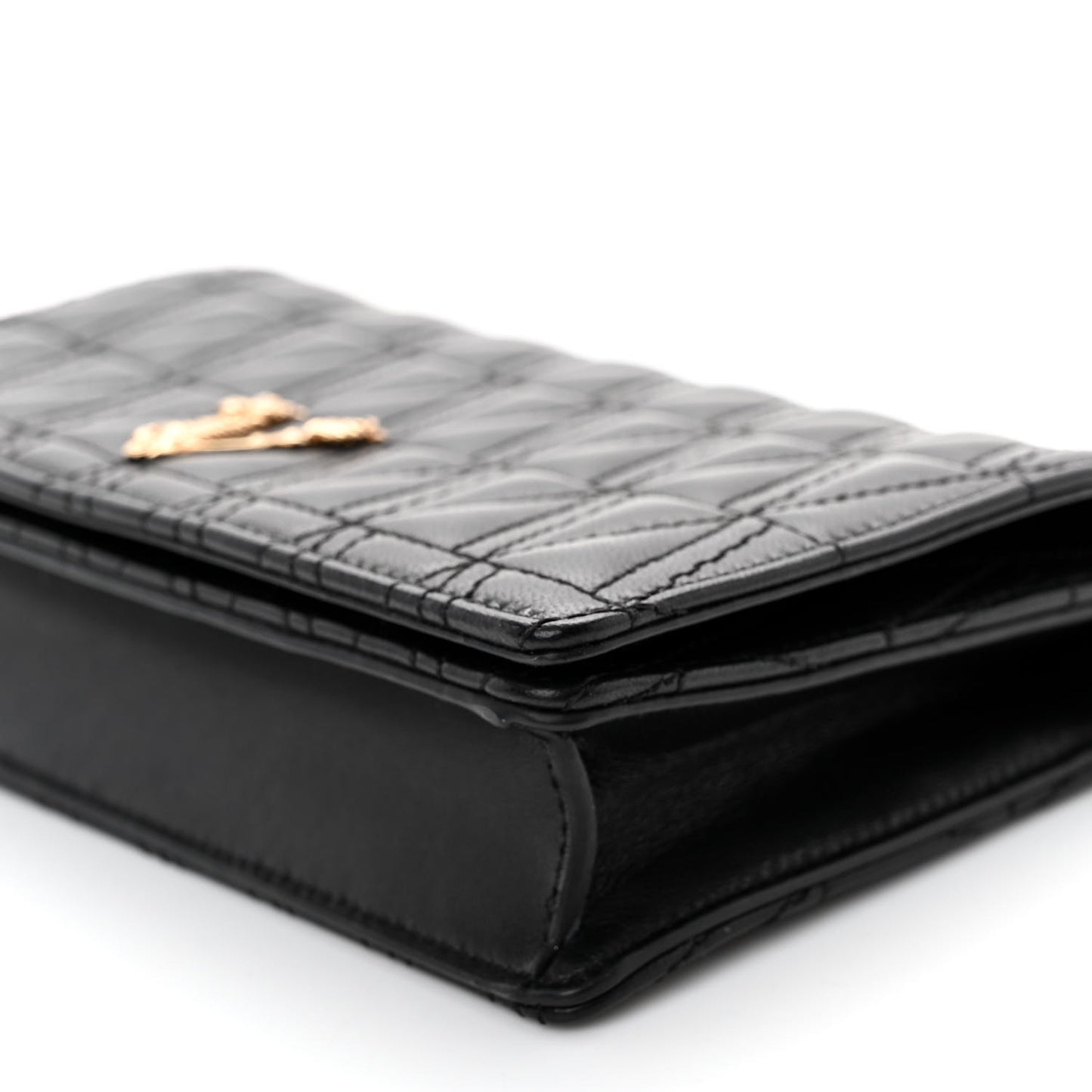 Nappa Quilted Virtus Clutch Bag Black