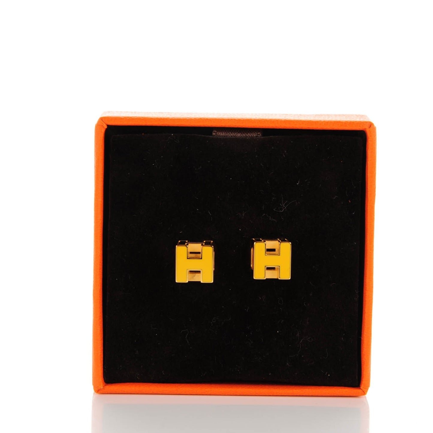 Gold Lacquered Cage d'H Earrings Jaune Madras