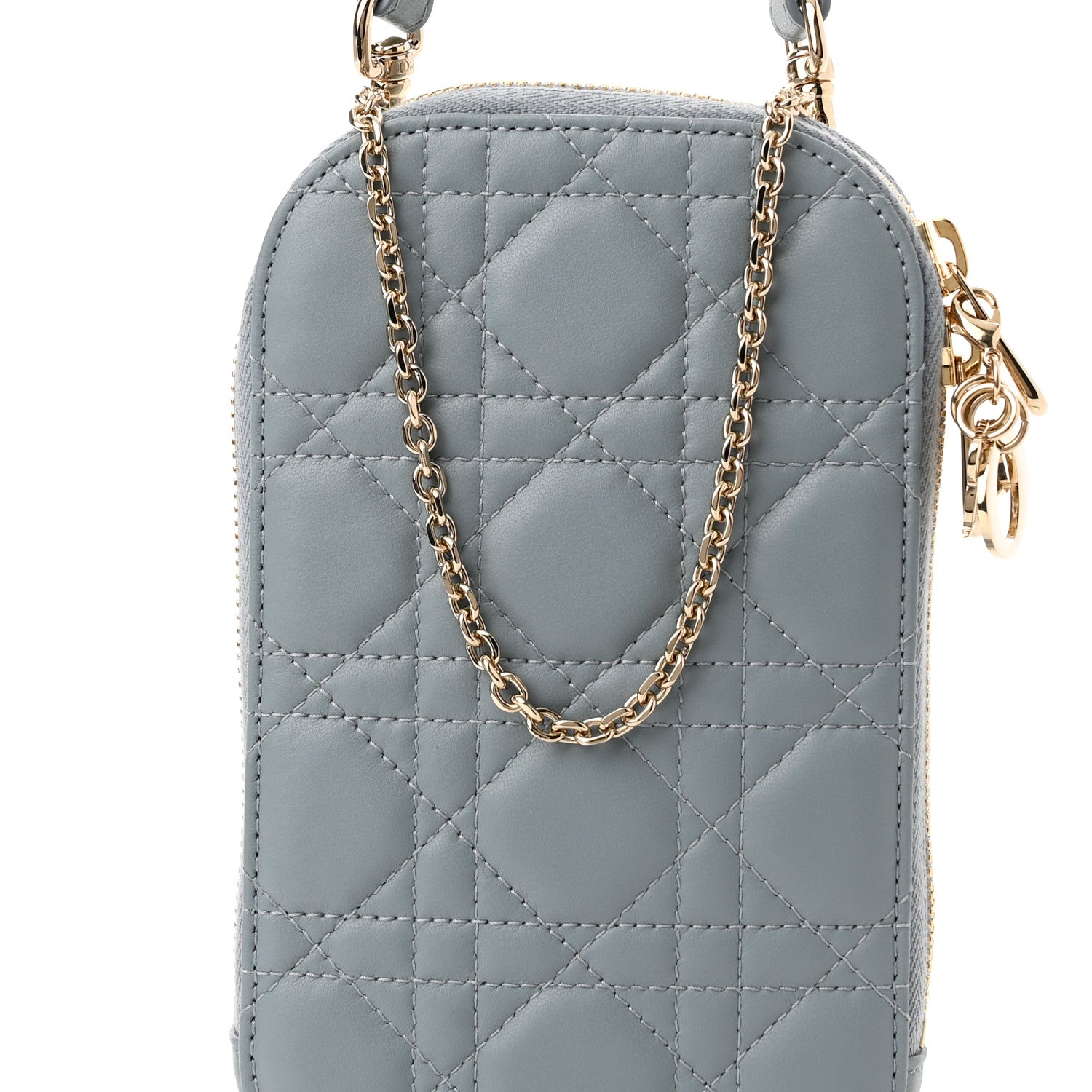 Christian Dior Lambskin Cannage Lady Dior Phone Holder Cloud Blue 8 of 10