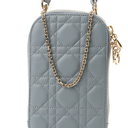 Christian Dior Lambskin Cannage Lady Dior Phone Holder Cloud Blue 8 of 10